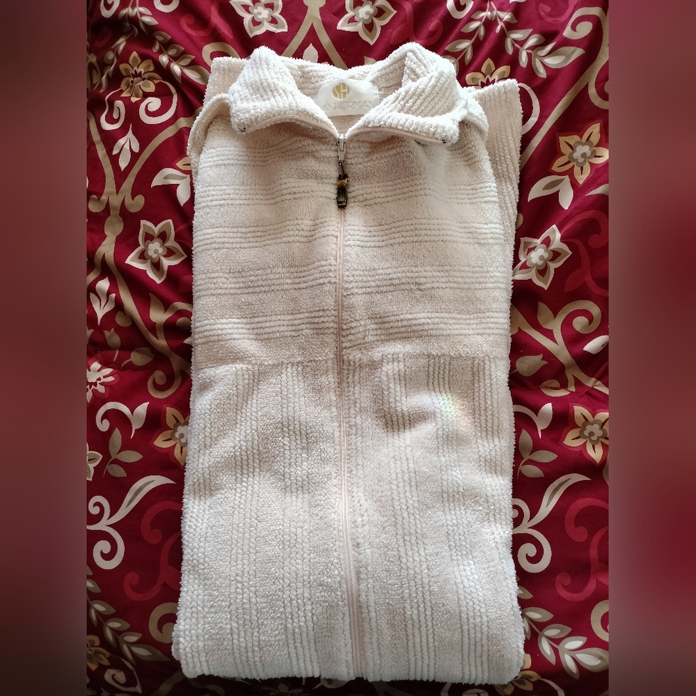 Vintage Stan Herman terry Cloth Cotton/poly zipper Robe